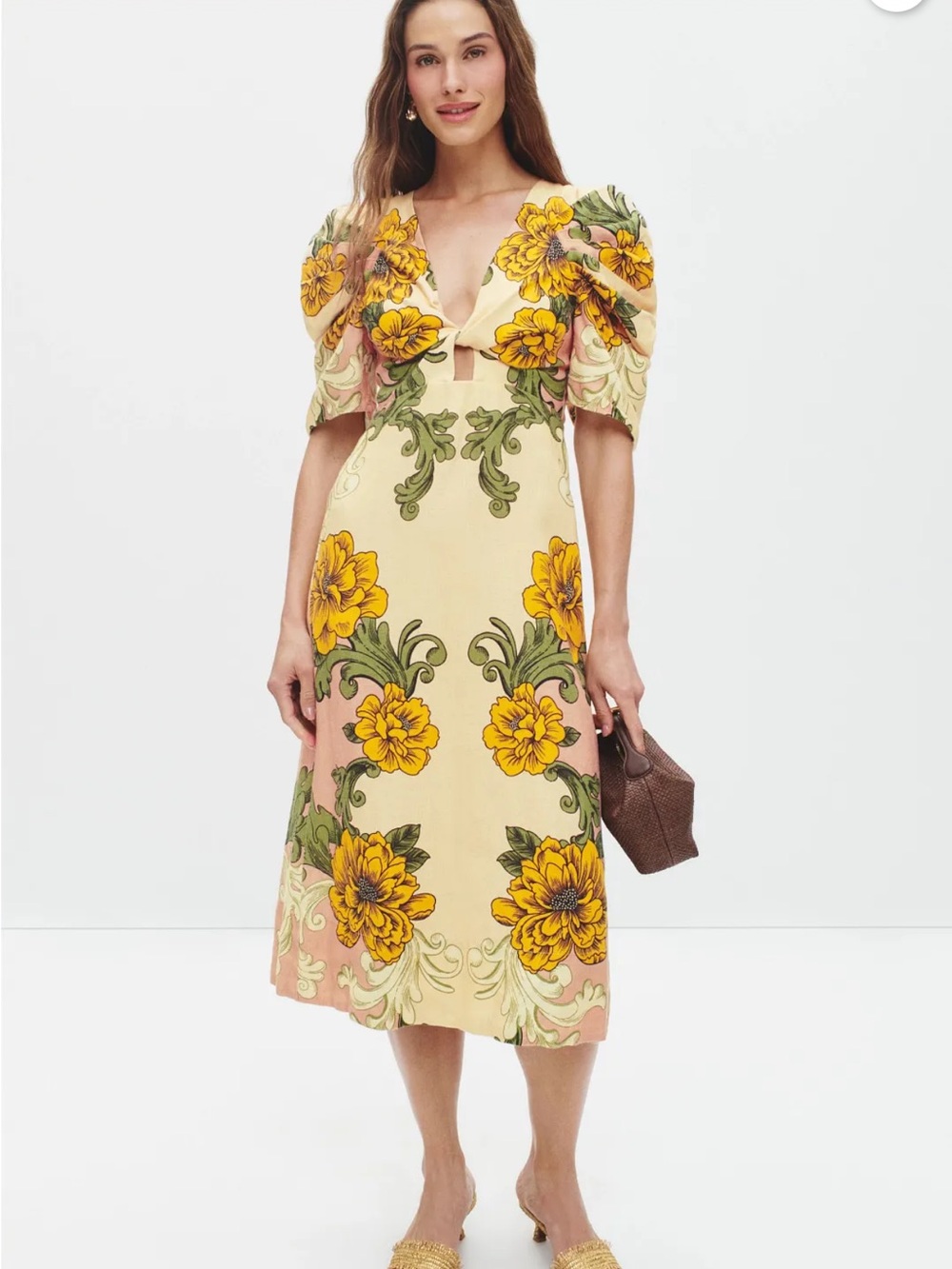 FARM Rio Delicate Flower Arabesques Midi Dress